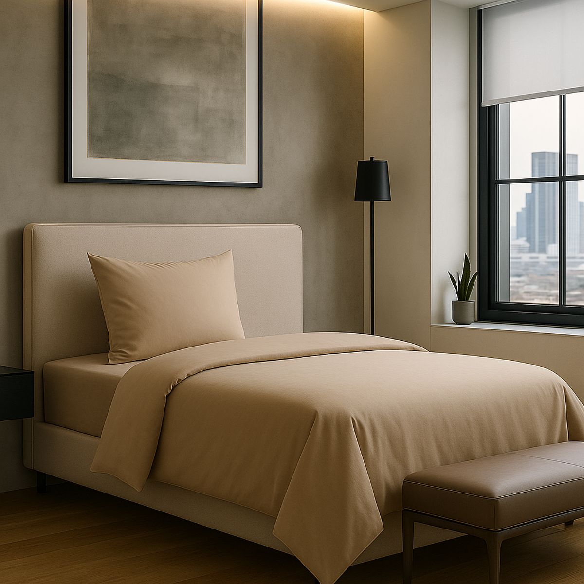 ARMONIA - Ropa de Cama Signature 800 Hilos Beige Plaza y Media Premium