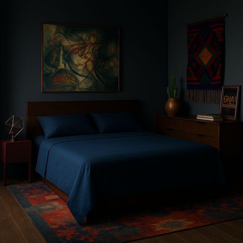 ARMONIA - Ropa de cama Azul Super King size 144 hebras Liso