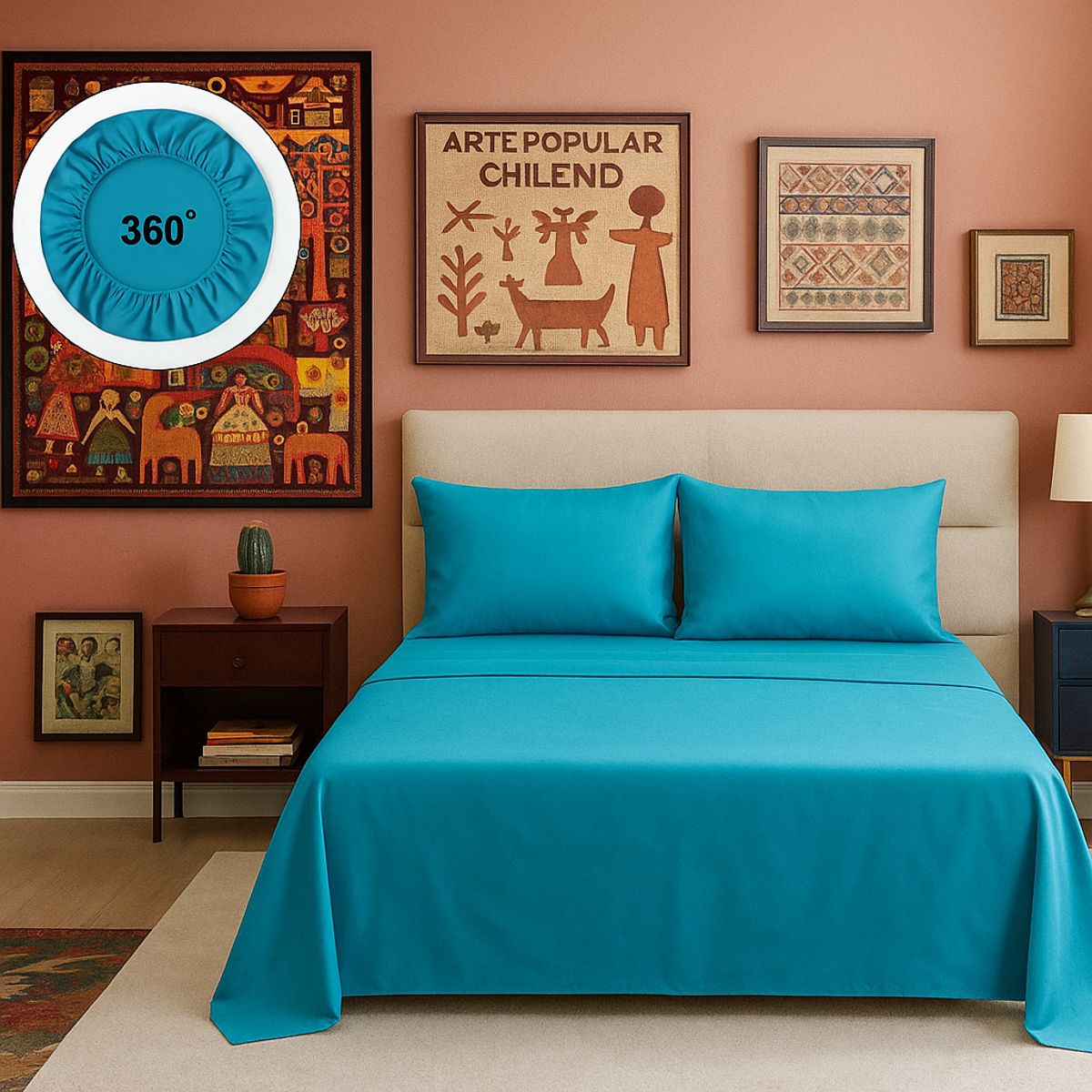 ARMONIA - Ropa de cama Azul SuperKing 144 hebras Liso