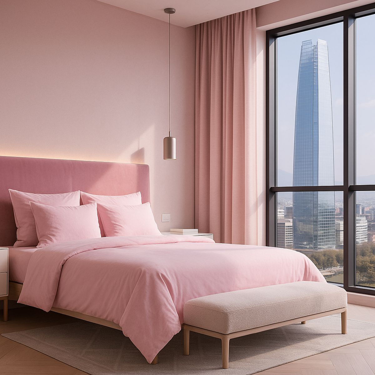 ARMONIA - Conjunto de Sábanas Signature 800 hilos Rosa Pastel 25 Plazas