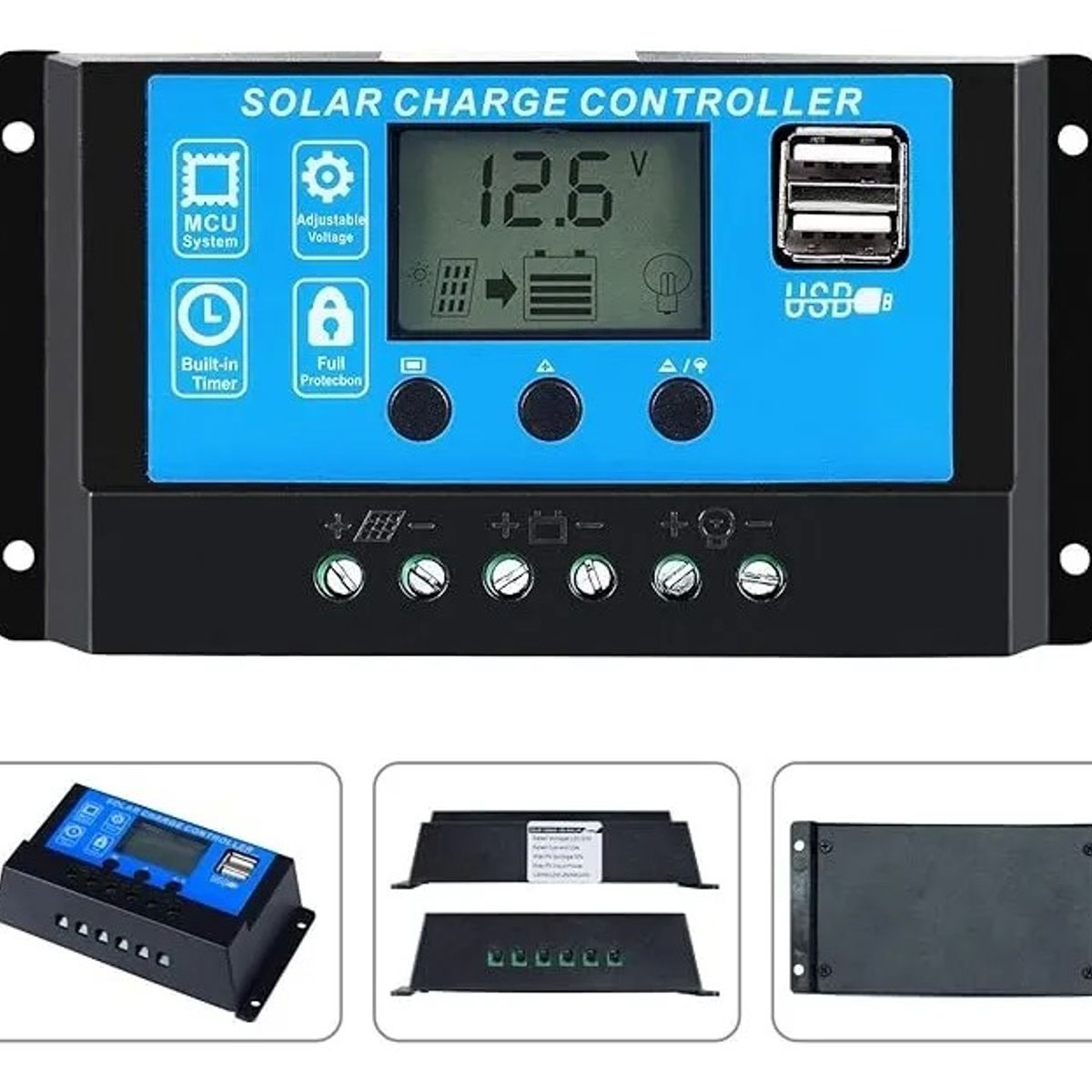 GENERICO - Regulador Carga Solar Digital 12v 24v 60a 2 usb