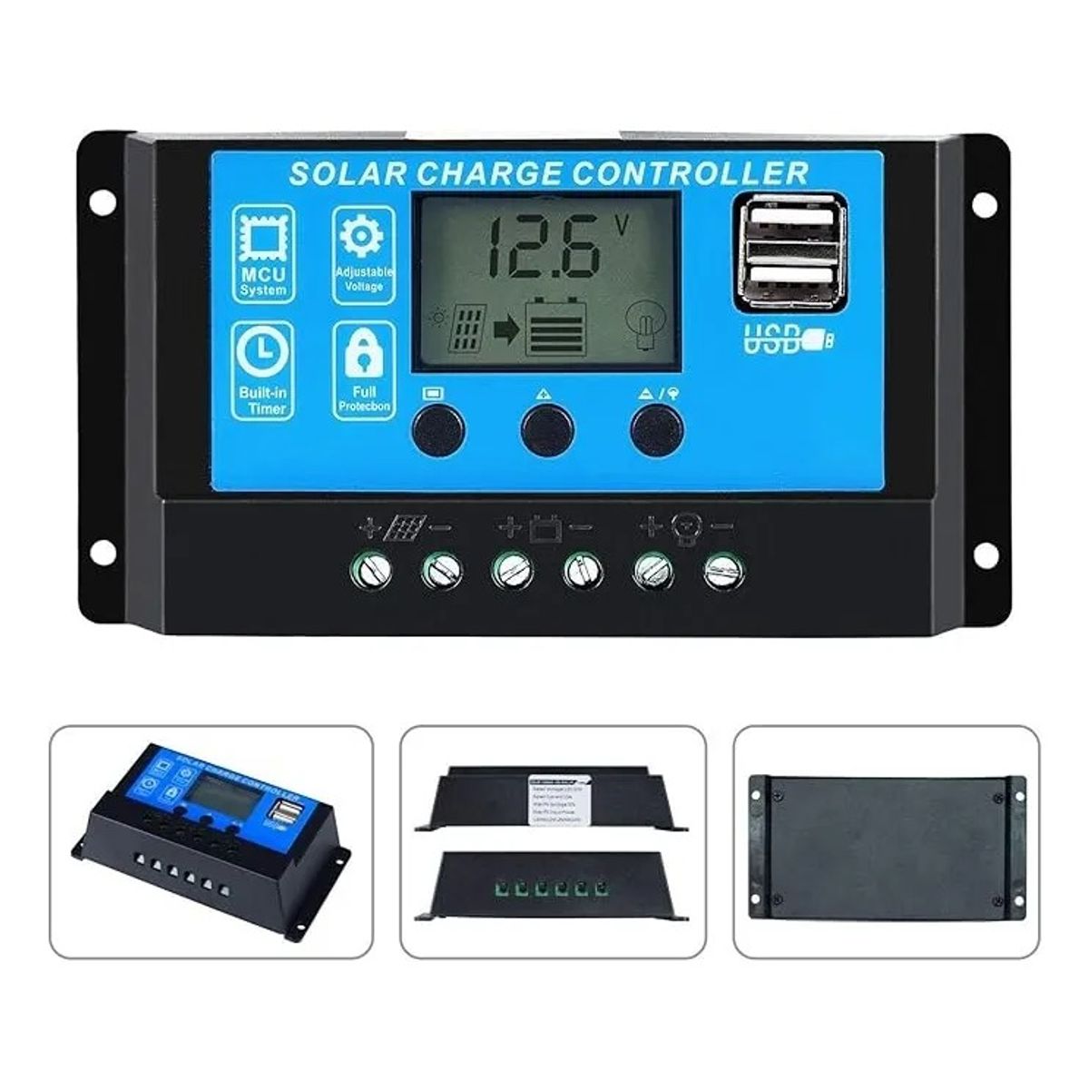 GENERICO - Regulador Carga Solar Digital 12v 24v 60a 2 usb