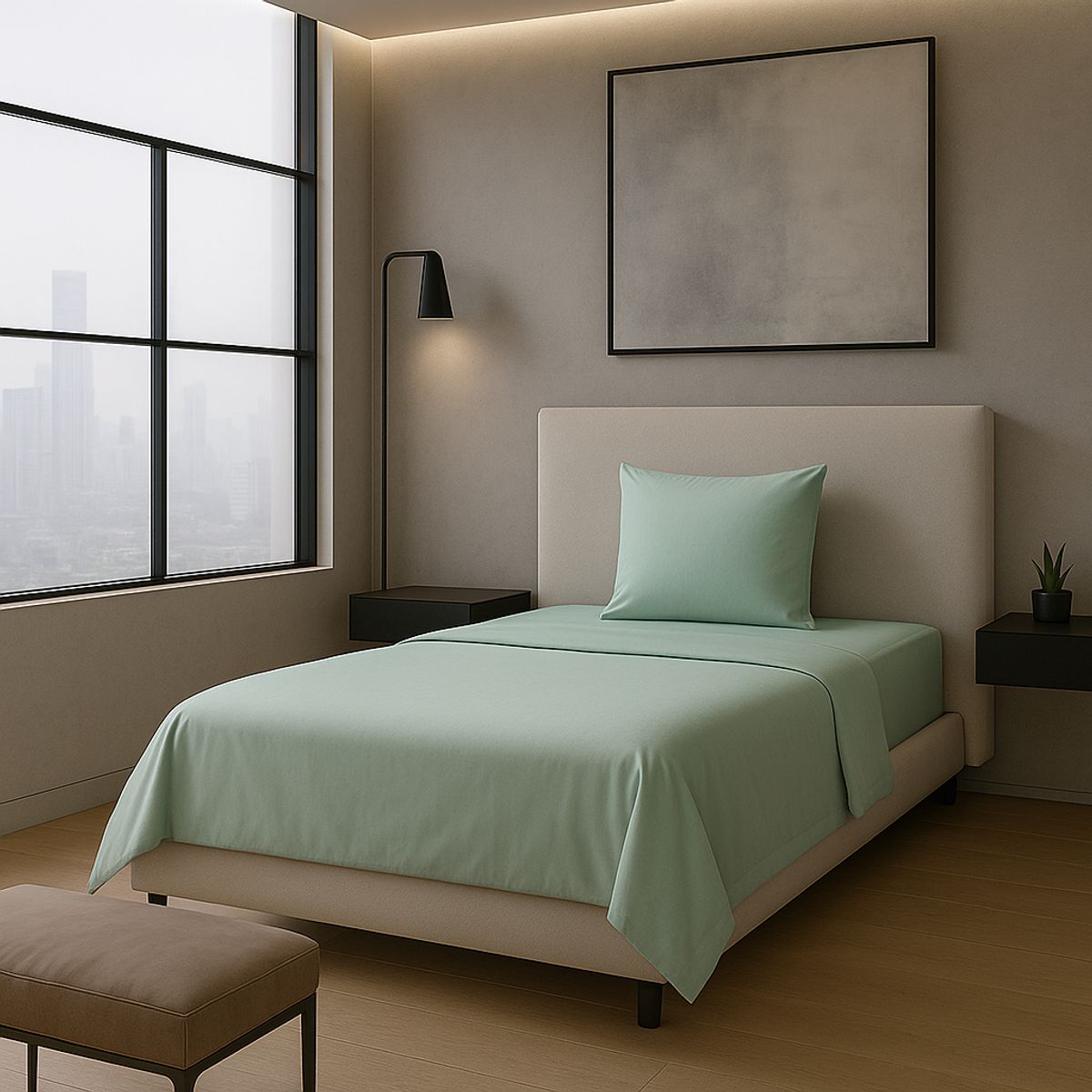 ARMONIA - Conjunto de Sábanas Signature 800 Hilos Verde 1½ Plazas Calidad