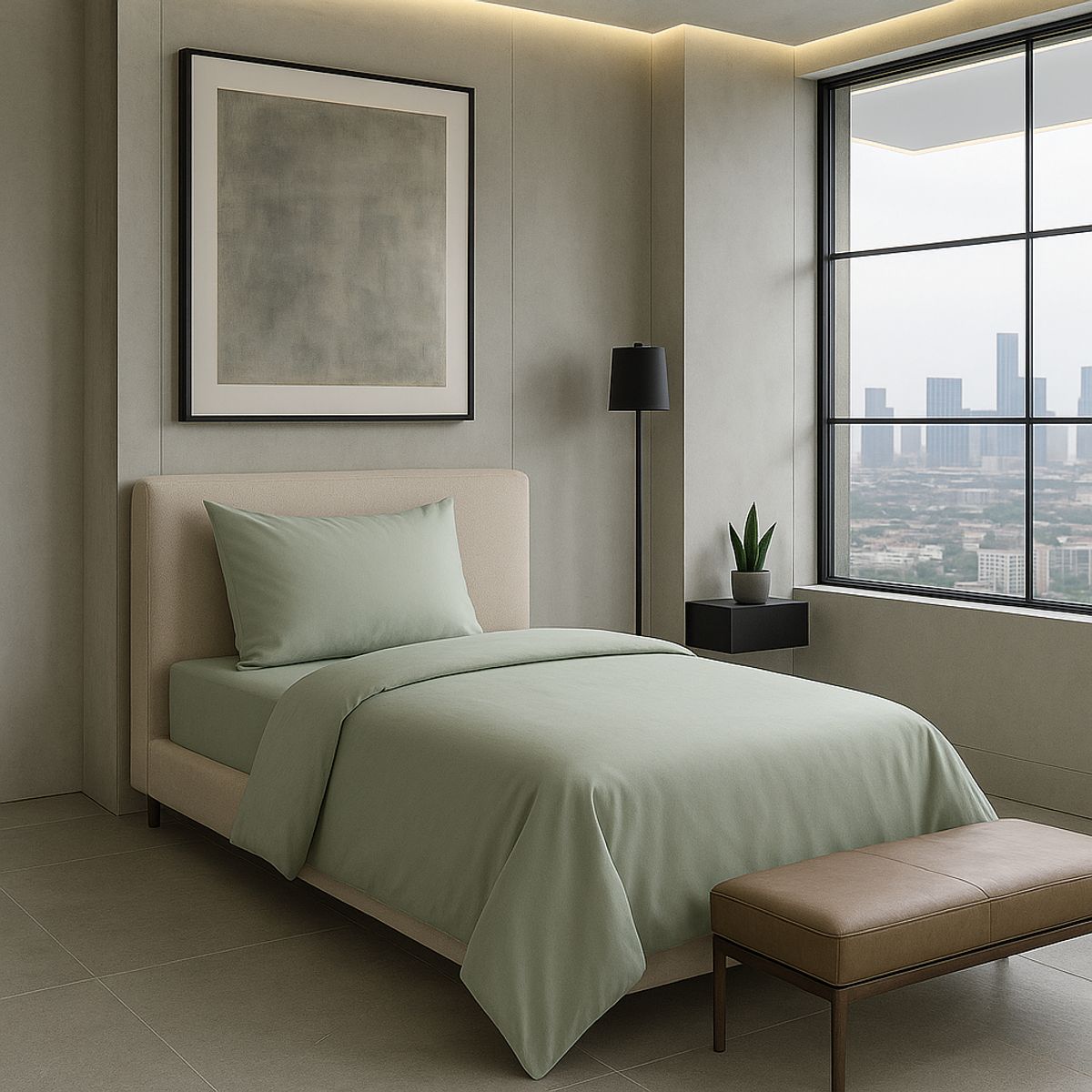 ARMONIA - Conjunto de Sábanas Signature 800 Hilos Verde 1½ Plazas Calidad