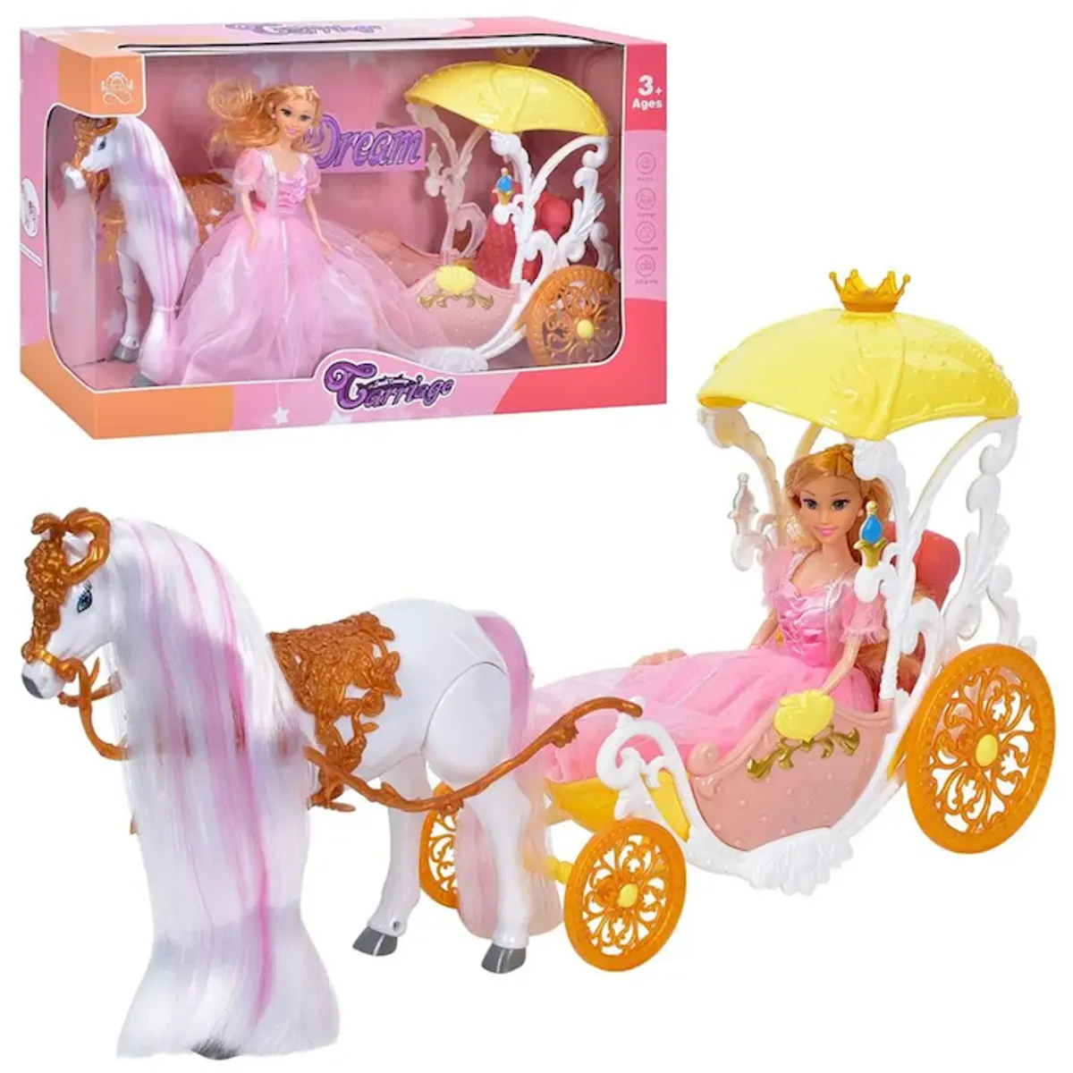 GENERICO - Muñeca Princesa Con Carruaje Infantil Y Caballo