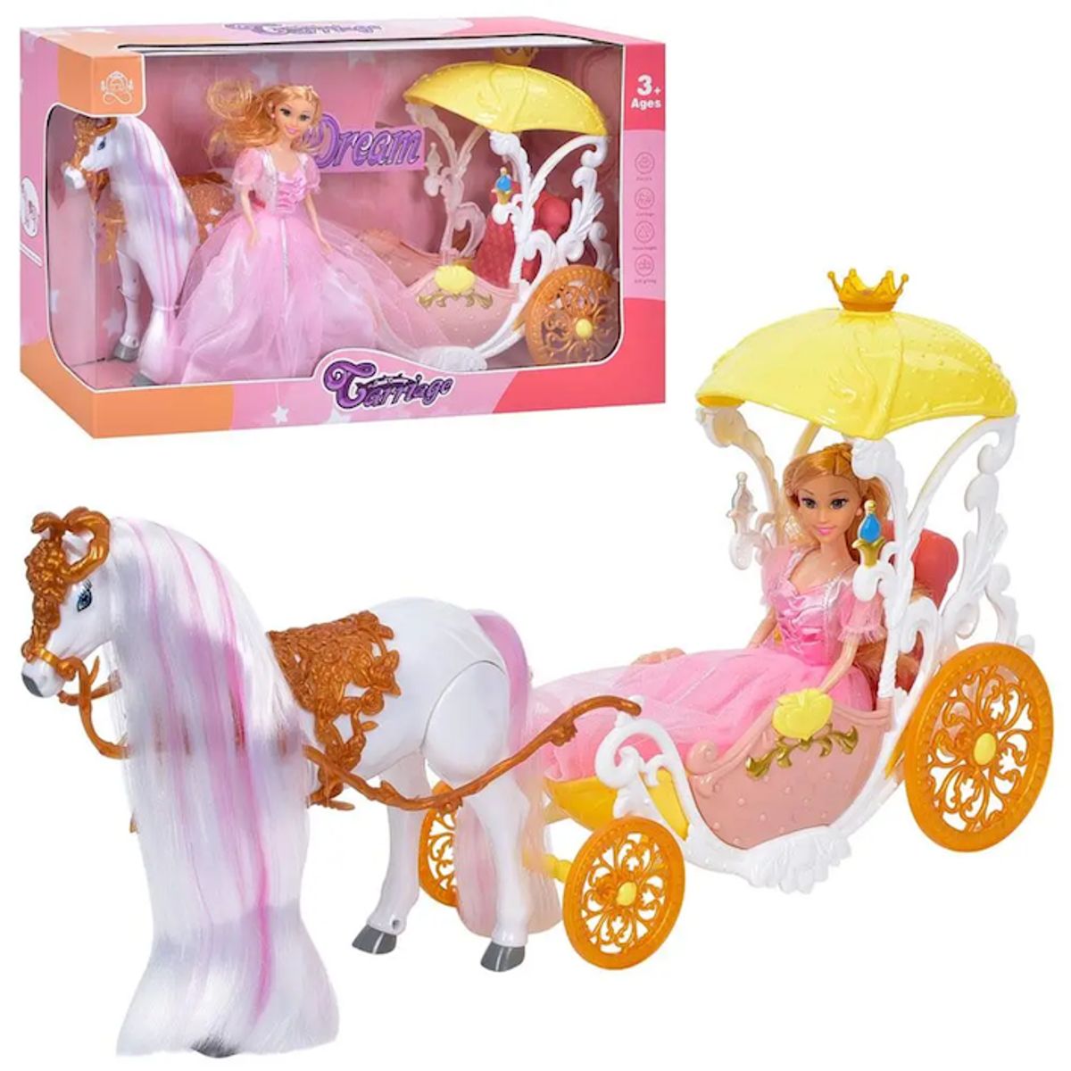 GENERICO - Muñeca Princesa Con Carruaje Infantil Y Caballo