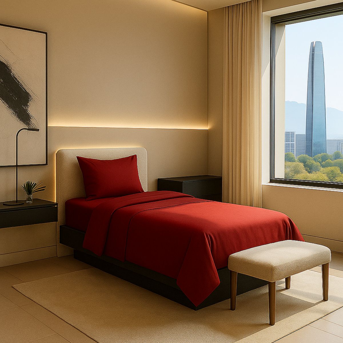 ARMONIA - Set de Cama Signature 800 Hilos Burdeo 1½ Plazas Premium