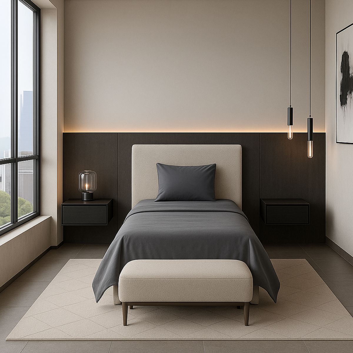 ARMONIA - Juego de Sábanas Signature 800 Hilos Gris Plaza y Media Algodón