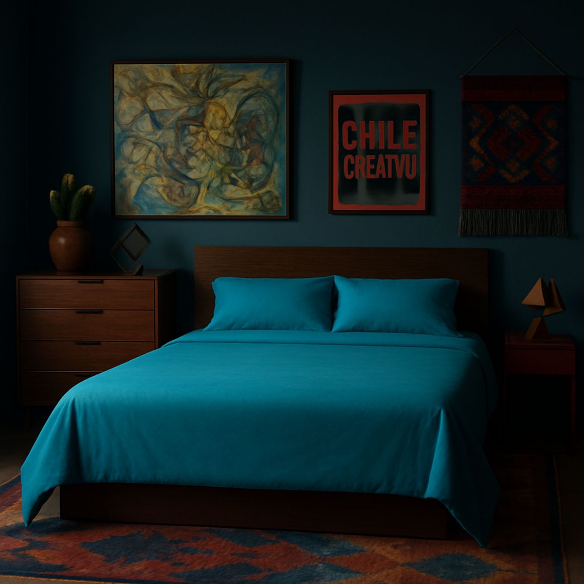 ARMONIA - Juego de sábanas Azul Super King size 144 hilos Liso