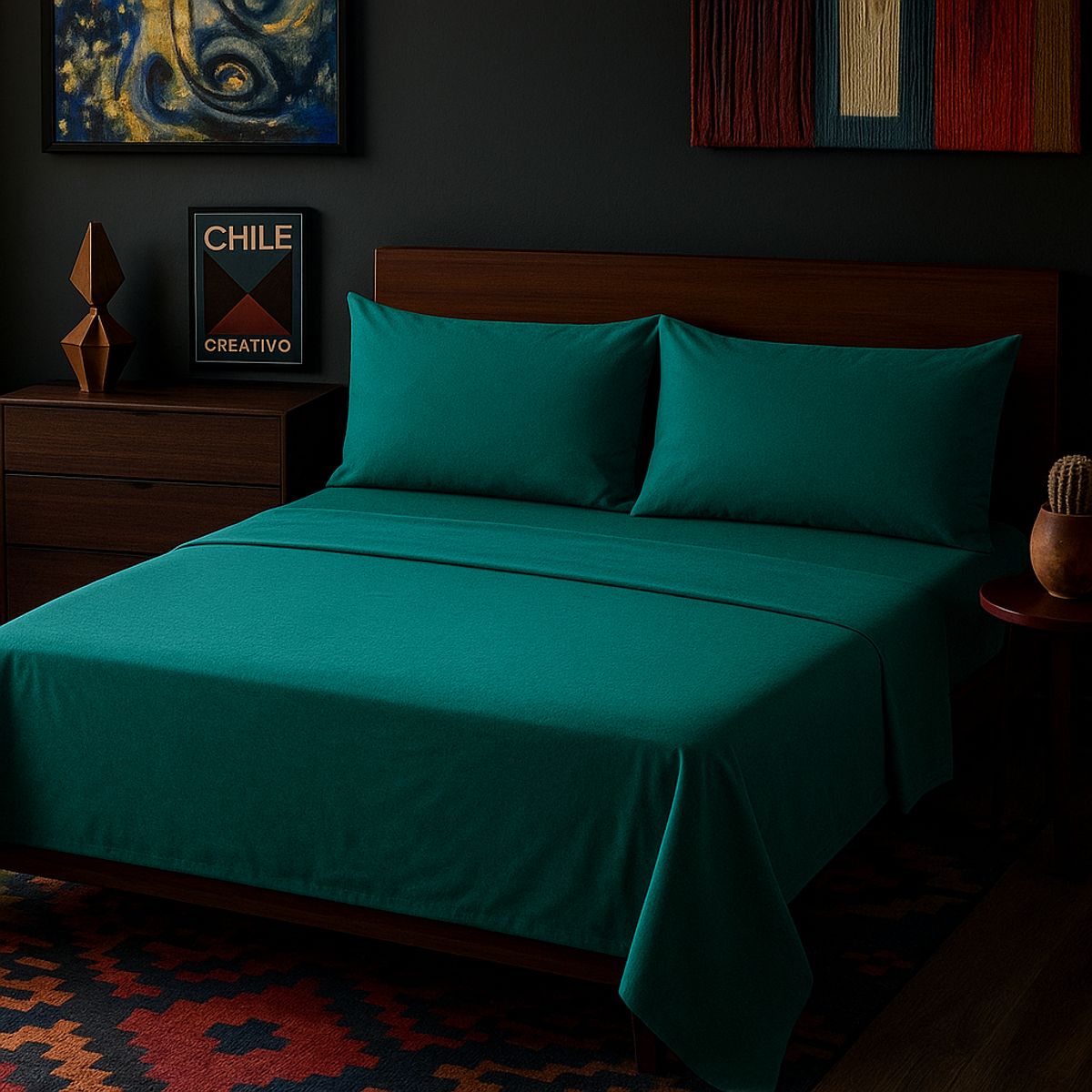 ARMONIA - Set de cama Oliva Súper King 144 hilos Sin estampado