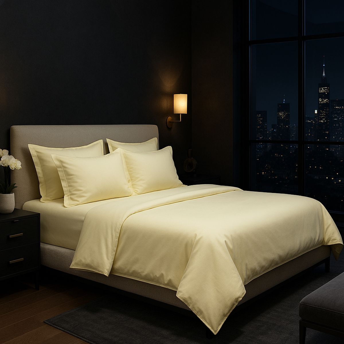 ARMONIA - Juego de Sábanas Signature 800 hilos Amarillo Pastel 25 Plazas