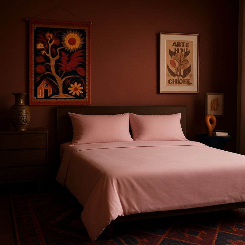 ARMONIA - Set de cama Fucsia Super king 144 hebras Sin estampado