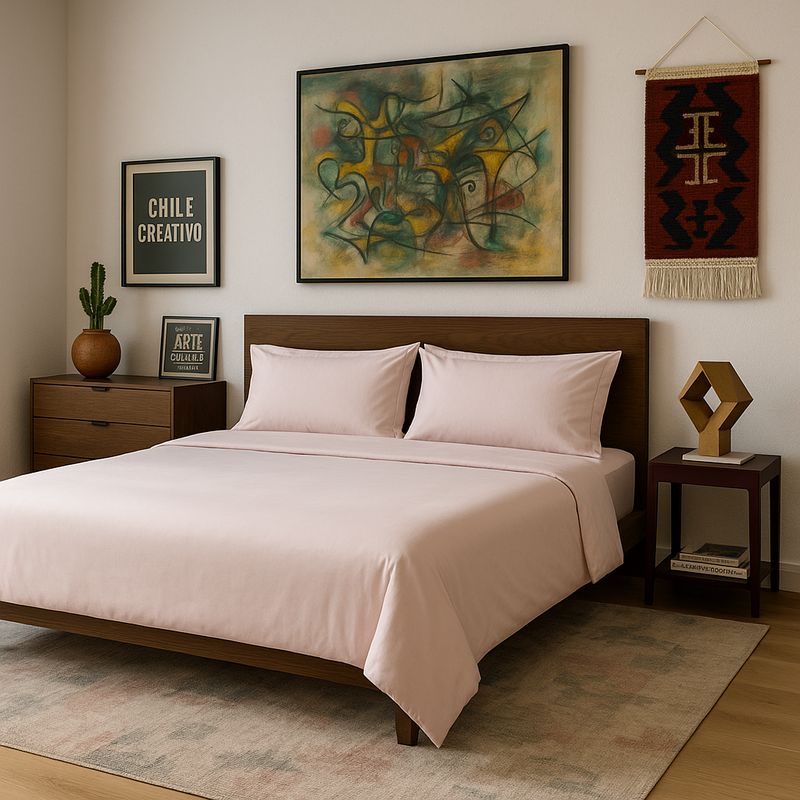 ARMONIA - Sábanas de cama rosa Súper King 144 hebras Sin estampado