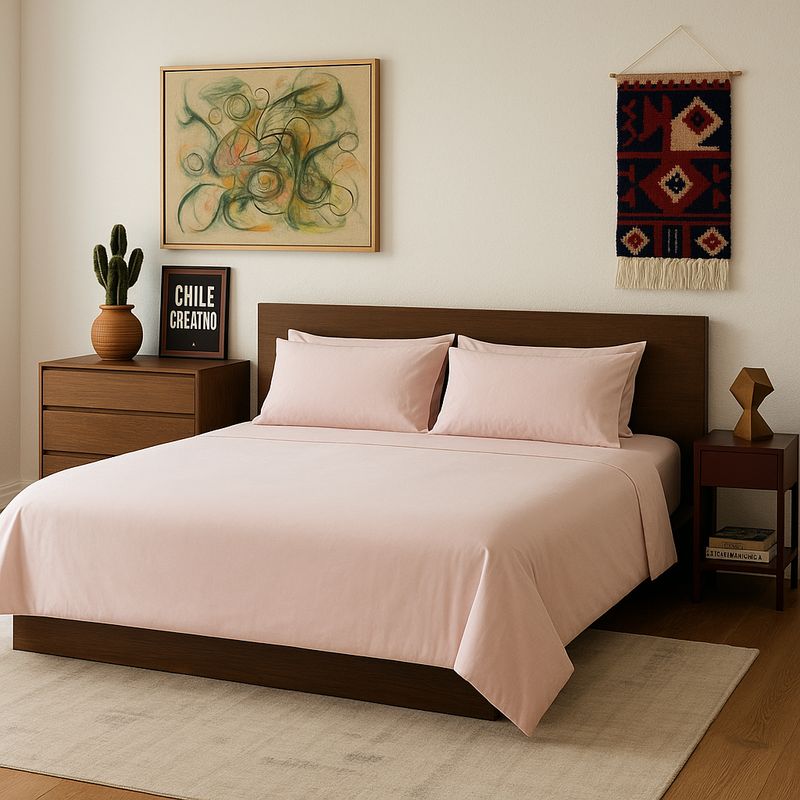 ARMONIA - Juego de sábanas Rosado Super King size 144H Liso