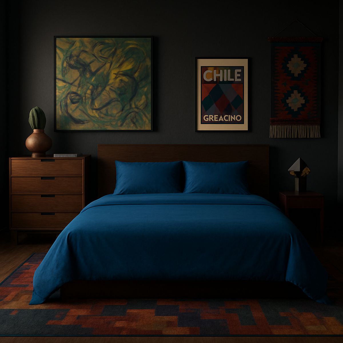 ARMONIA - Kit de sábanas Marino Súper King 144 hilos Sin estampado