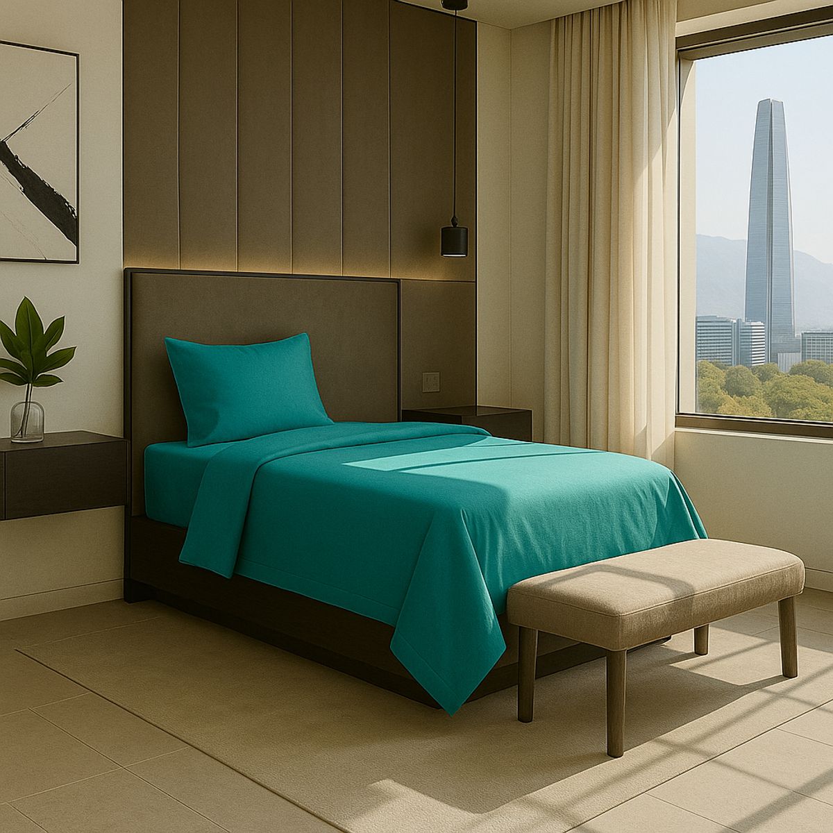 ARMONIA - Conjunto de Sábanas Signature 800 Hilos Verde Plaza y Media Premium