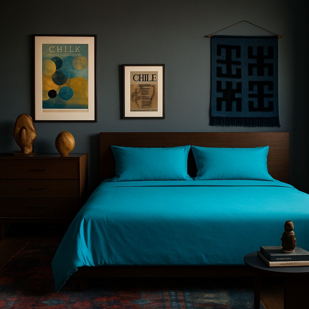 ARMONIA - Conjunto de sábanas Azul Super King 144H Liso