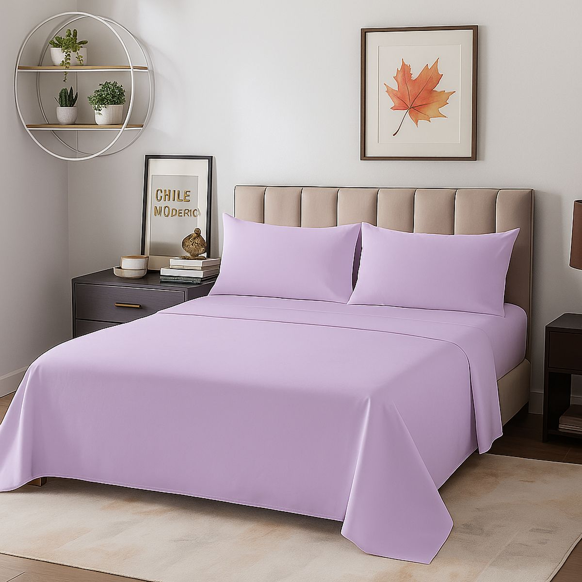 ARMONIA - Conjunto de sábanas Morado SuperKing 144 h Liso