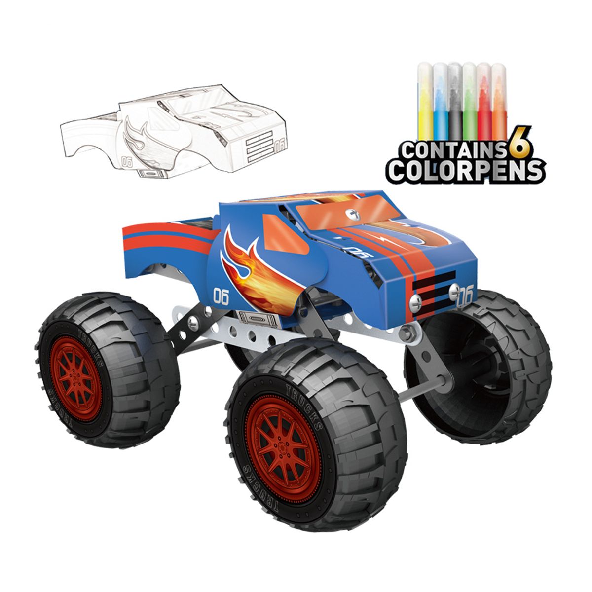 METAL GEAR - Camión Monster Truck Metálico Personalizable 149 Piezas