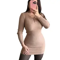 TIOZONEY - Vestido Corto Casual de Lanilla