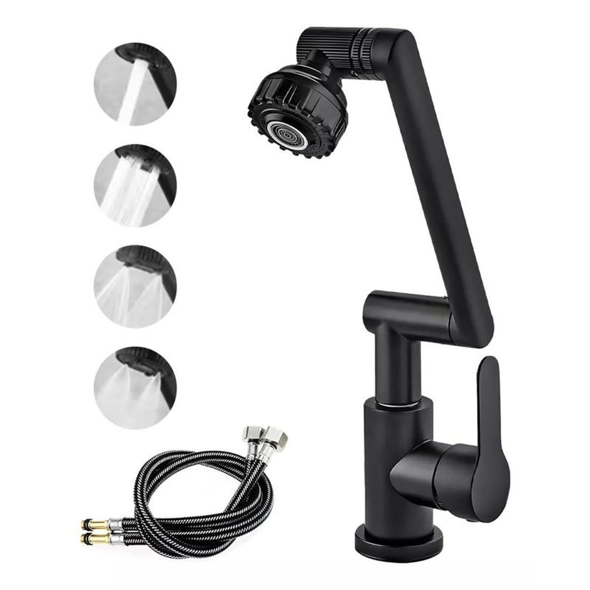 GENERICO - Grifo Monomando Lavamanos Giratorio 1080° Con 2 Modos De Agua