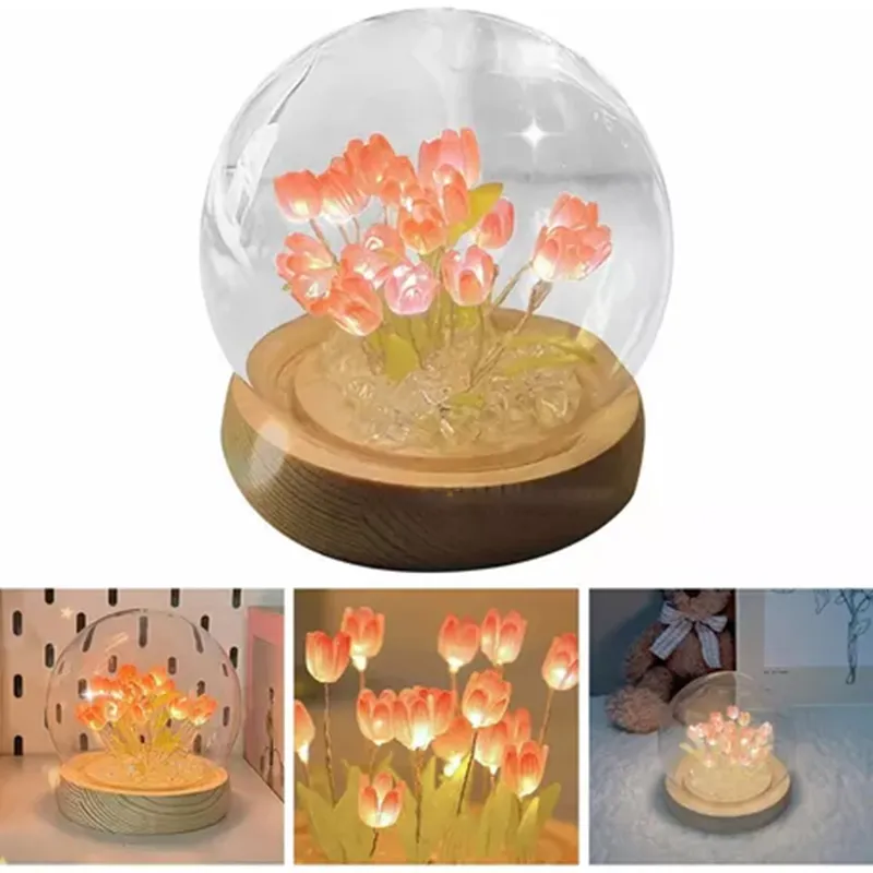 ATURE - Led Romántica Noche De Tulipanes Flores Para Regalo Mujer