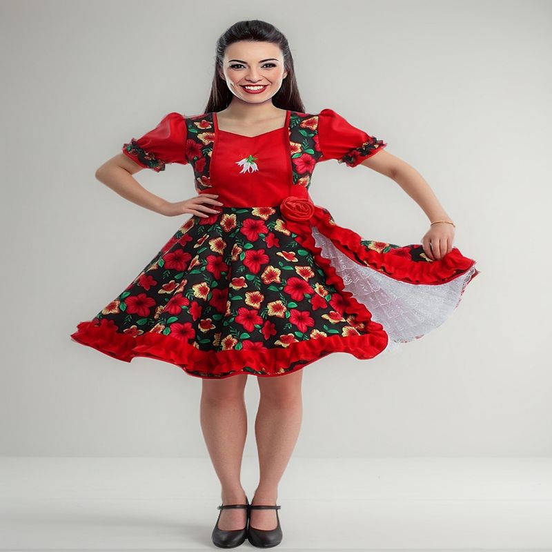 FROM MEIGGS - Vestido De Huasa China Adulto Mujer Niñas Fiesta Patrias