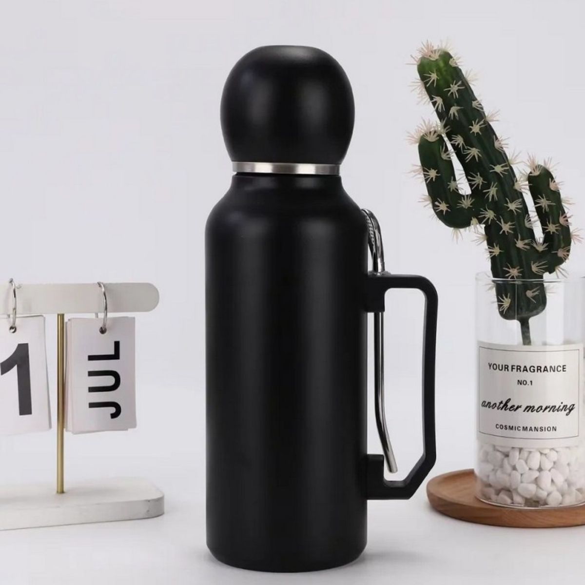 GENERICO - Termo de Acero Inoxidable 304 - 1300ml Mate Negro para Casa