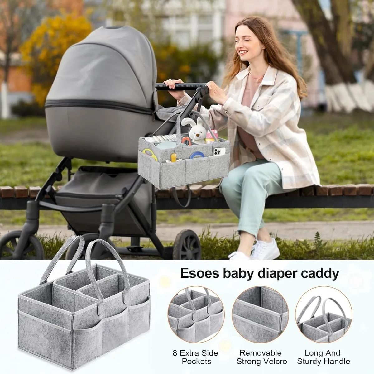 GENERICO - Organizador De Pañales Cesta De Fieltro De Pañales Para Bebé