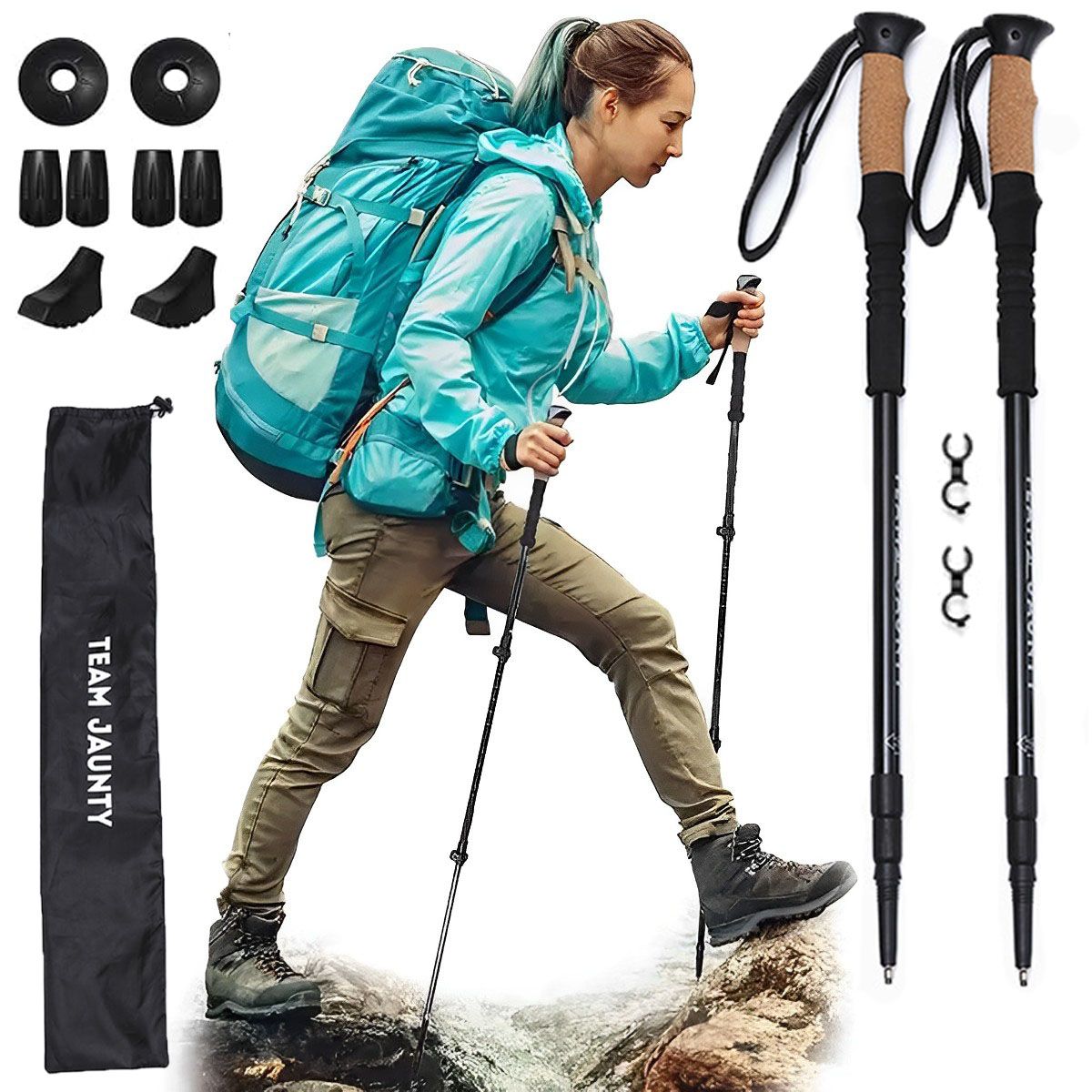 EDWINAYY - Pack De 2 Bastones Antichoque Baston Trekking Plegable Monta