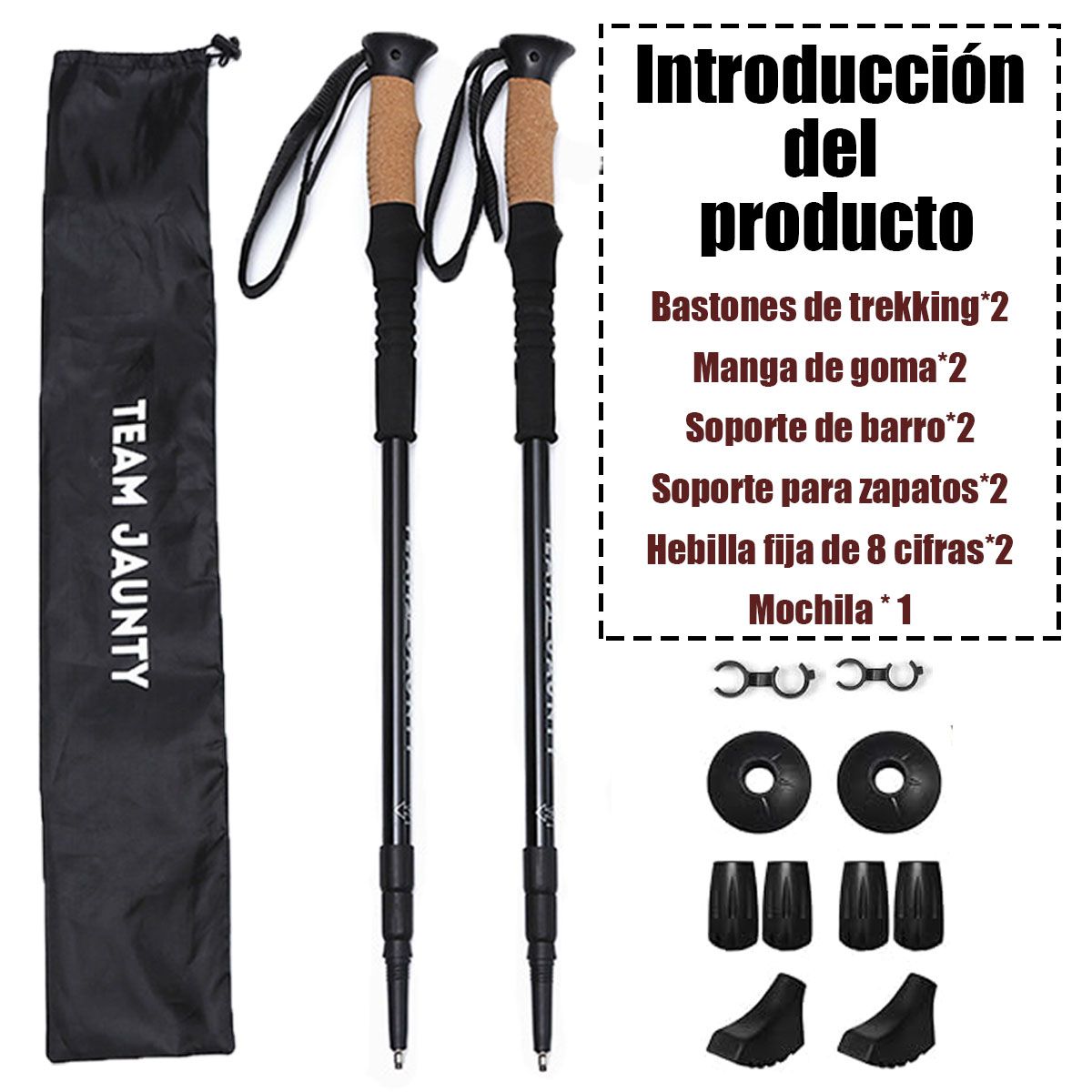 EDWINAYY - Pack De 2 Bastones Antichoque Baston Trekking Plegable Monta