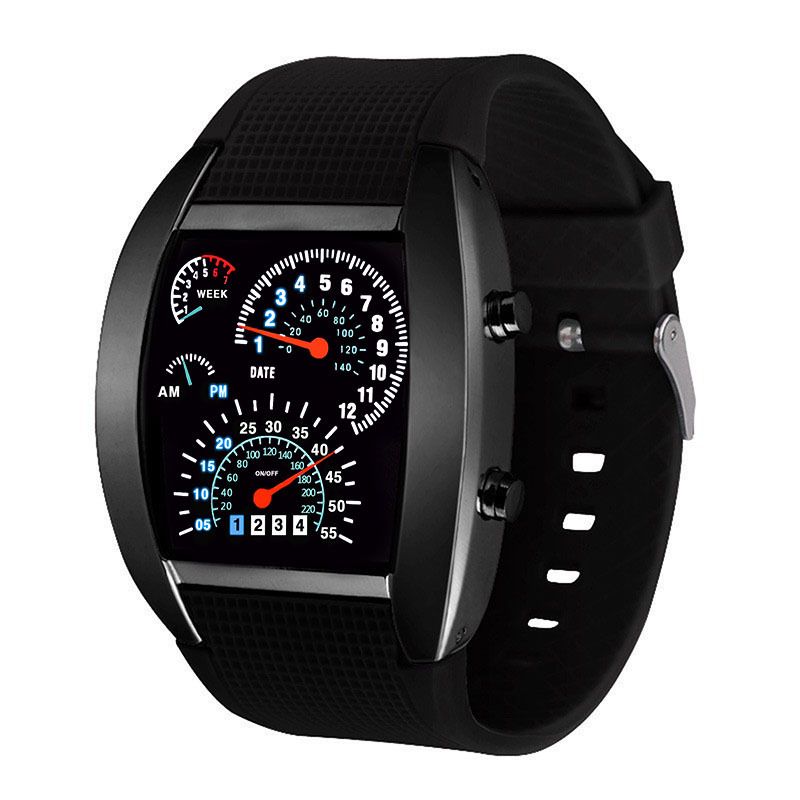 EDWINAYY - Reloj De Pulsera Color De Cuerpo Negro Esfera Negra Digit