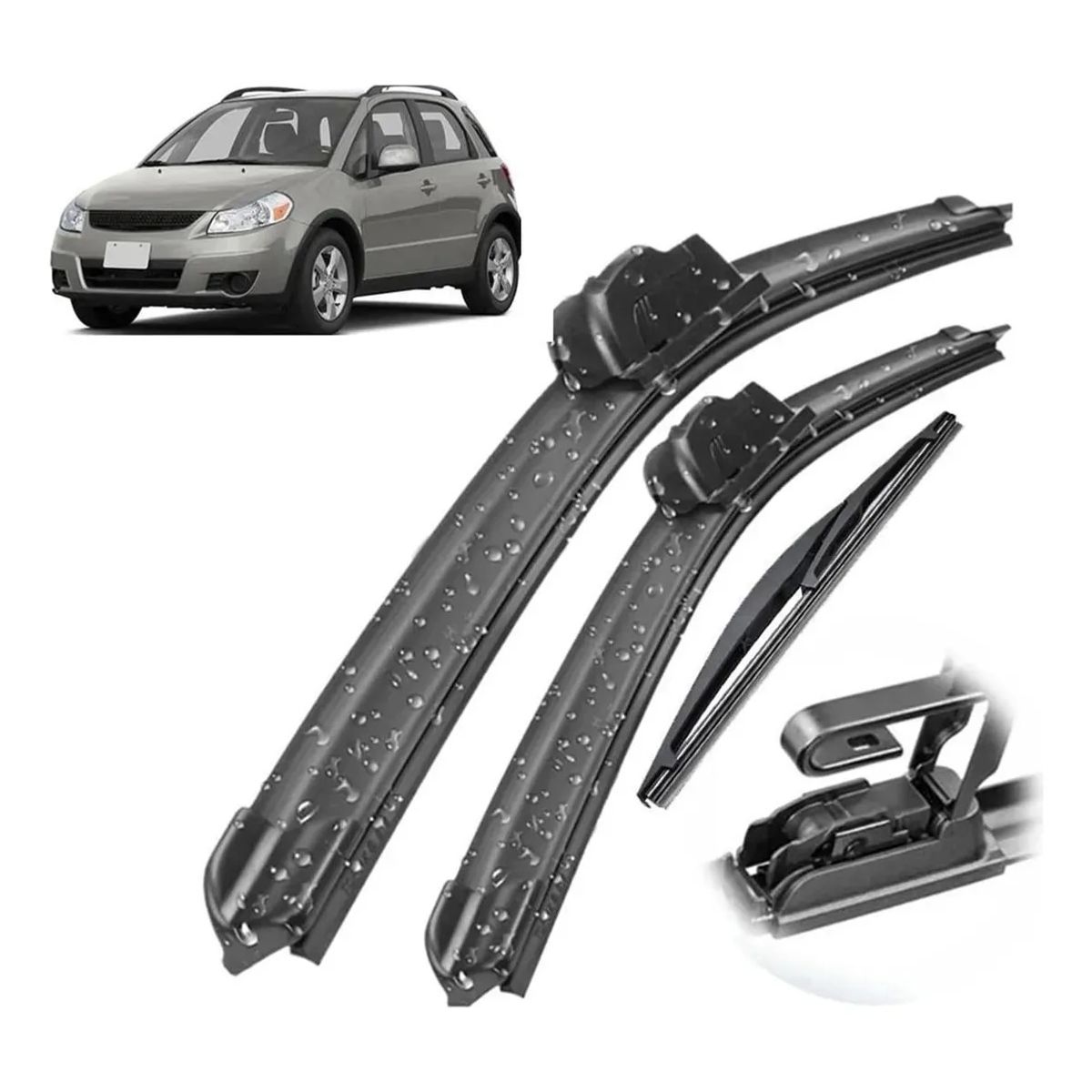 GENERICO - Kit 3 Plumillas Limpiaparabrisa Para Suzuki Sx4