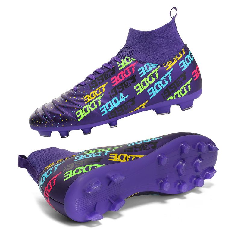 DANWEILE - Zapatos de fútbol antideslizantes para exteriores para jóvenes Morado