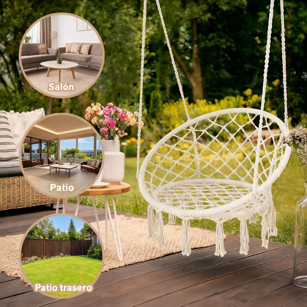 ELEMENT DESIGN - Silla colgante terraza y hogar hamaca Grecia blanco