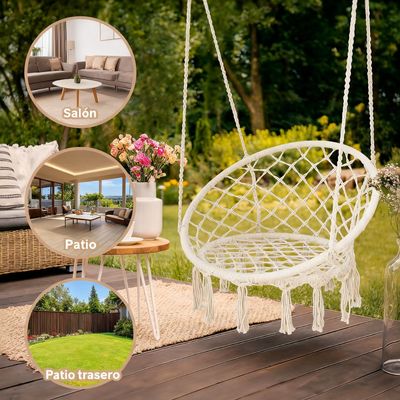 Imagen 2 del producto Silla colgante terraza y hogar hamaca Grecia blanco