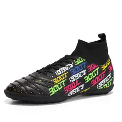 DANWEILE - Zapatos de fútbol antideslizantes para exteriores para jóvenes Negro