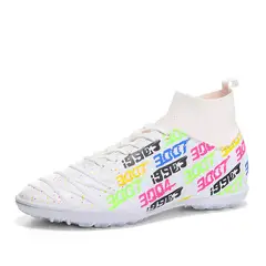 DANWEILE - Zapatos de fútbol antideslizantes para exteriores para jóvenes Blanco
