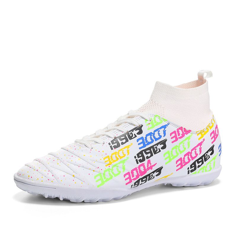 DANWEILE - Zapatos de fútbol antideslizantes para exteriores para jóvenes Blanco