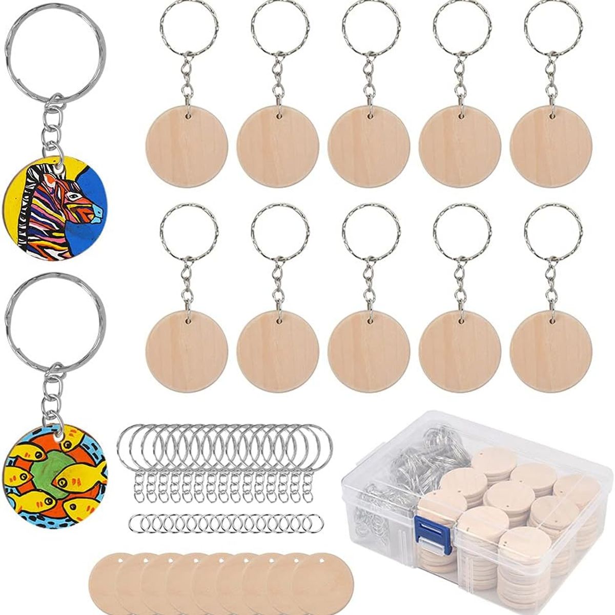 ATURE - 50u Llavero Colgante + Etiqueta De Madera Pintada Bricolaje