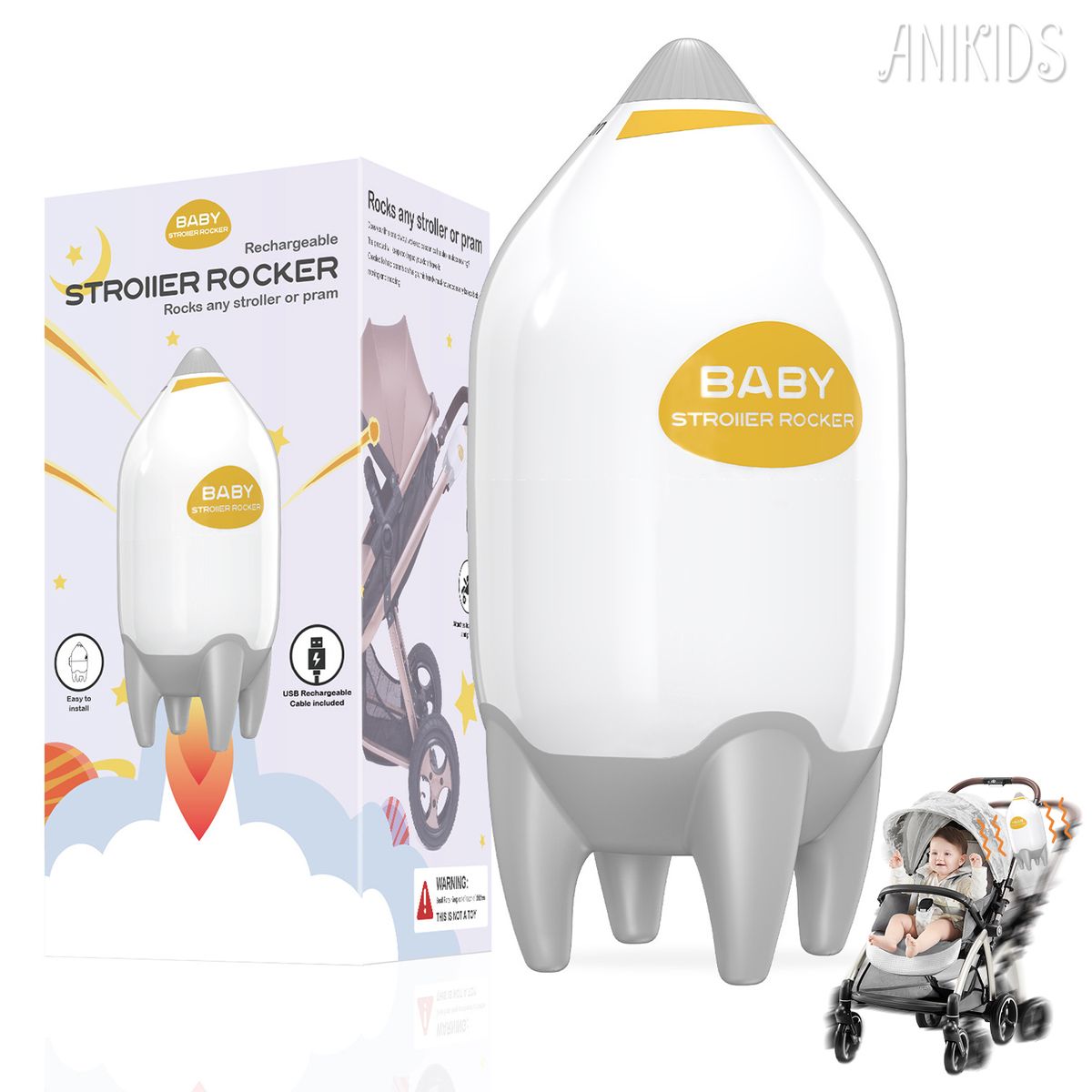 ANIKIDS - Mecedor Recargable Para Coche De Bebé Mece Automáticamente