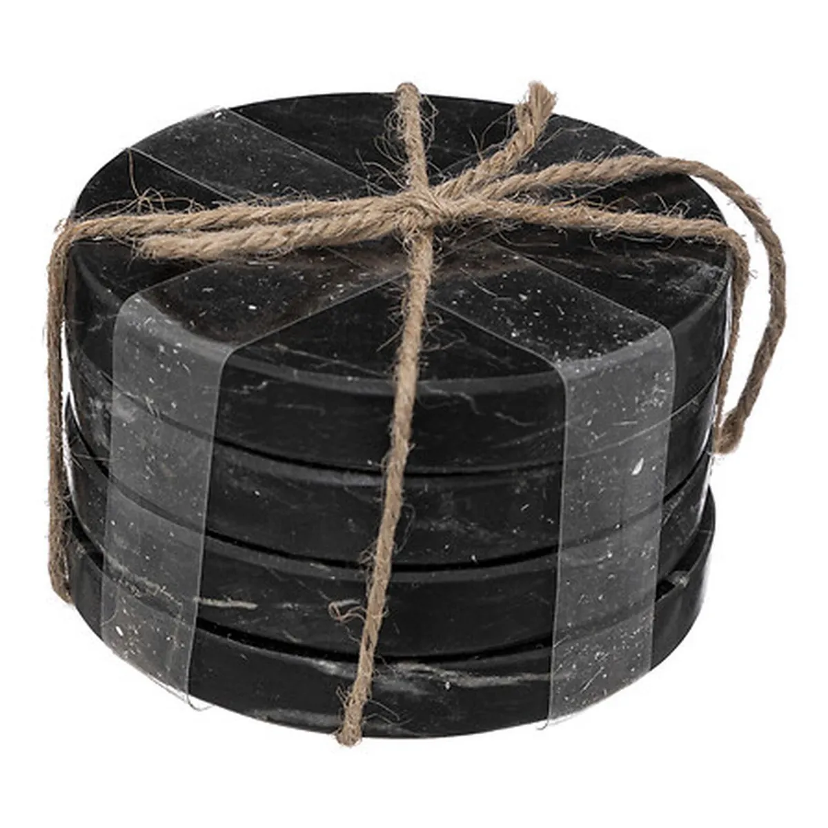 SECRET DE GOURMET - Set de 6 Posavasos de Bamboo con Soporte para Mesa y Bar - Negro