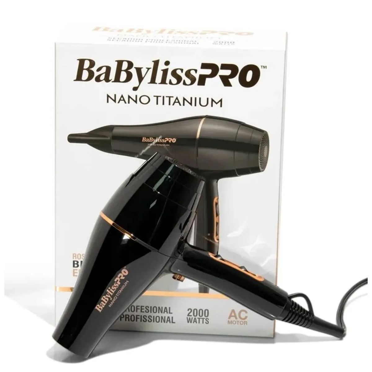 BABYLISS PRO - Secador De Pelo Babylisspro Nano Titanium Rose Gold Black