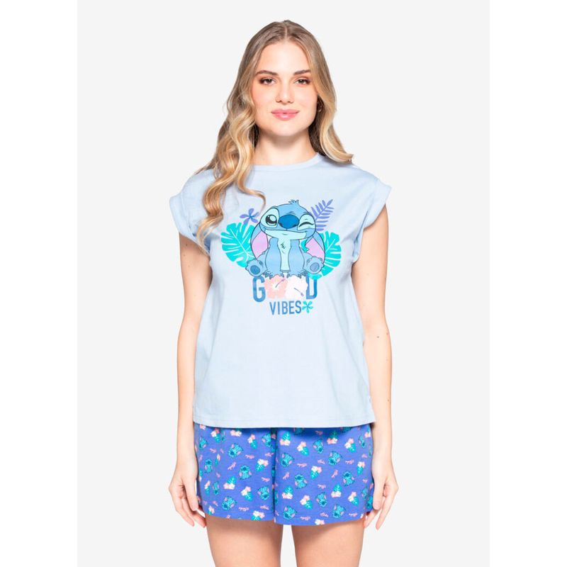 LADY GENNY - Pijama Mujer AlgodónCotton Celeste