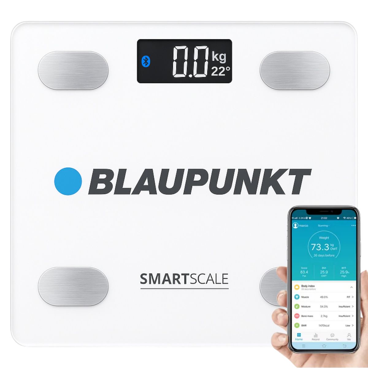 BLAUPUNKT - Balanza Digital Corporal  Blaupunkt Smart Scale 180KG White