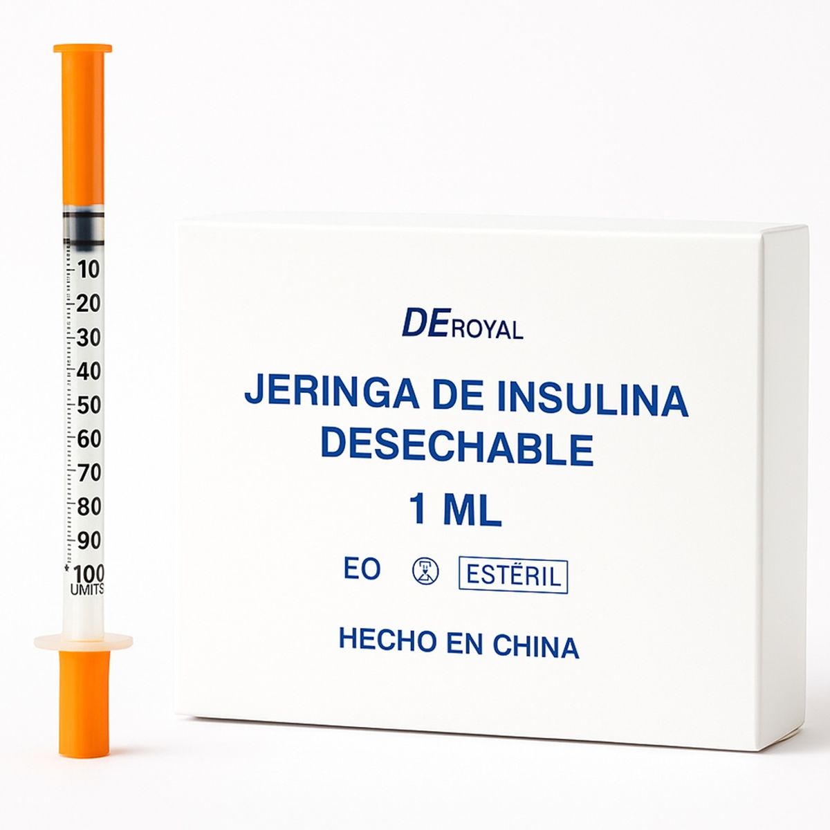 GENERICO - Pack X100 Jeringa Para Insulina 1ml Jeringa Estéril Insulina