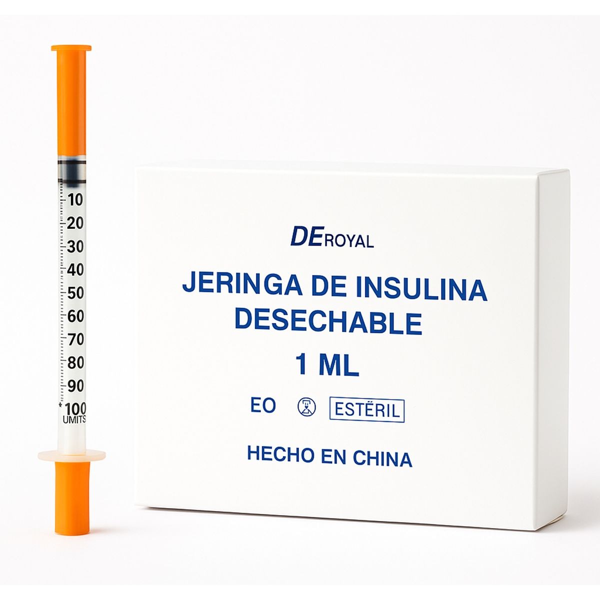 GENERICO - Pack X100 Jeringa Para Insulina 1ml Jeringa Estéril Insulina