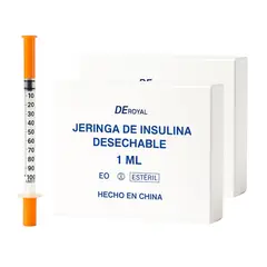 GENERICO - Pack X200 Jeringa Para Insulina 1ml Jeringa Estéril Insulina