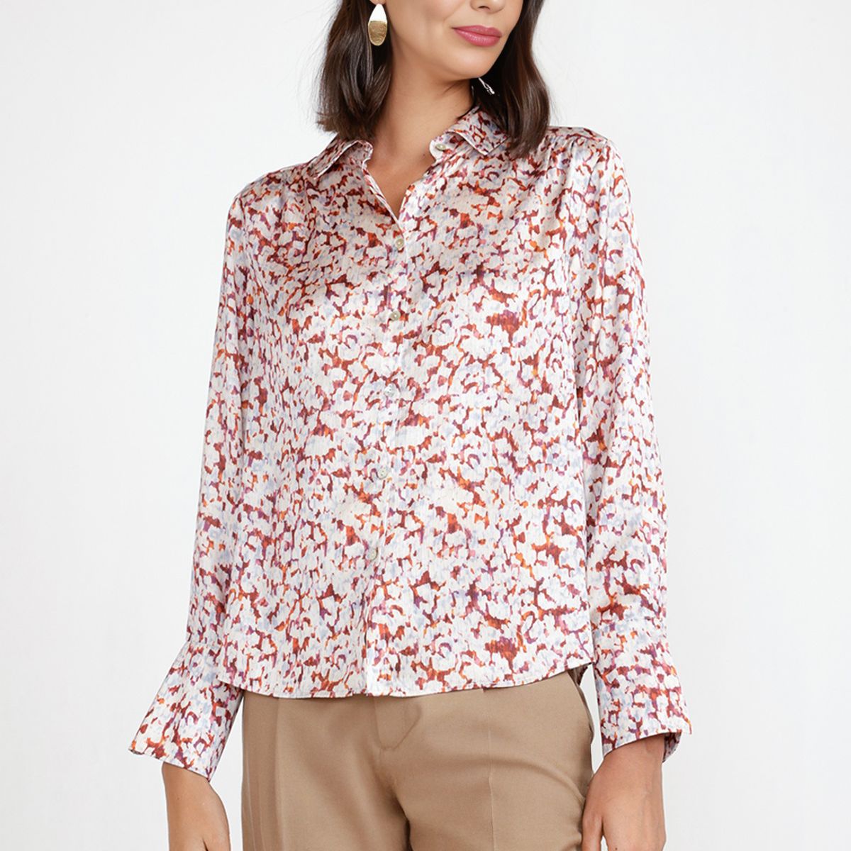 CANADIENNE - Blusa Mujer Estampada Naranjo