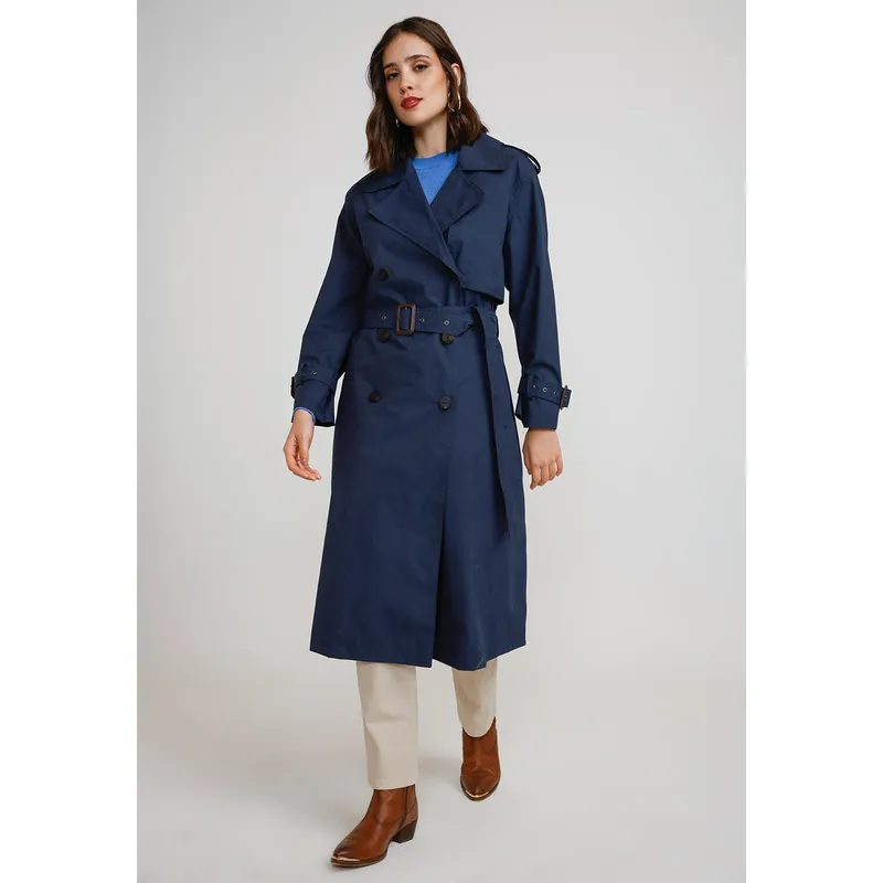 CANADIENNE - Trench Impermeable Mujer Poliéster Marino